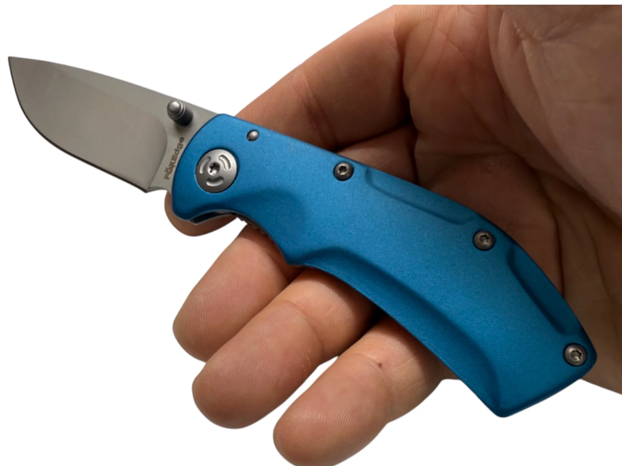 2.55 - Fox Edge Pop Smoke Frame Lock Knife Blue Aluminum - Cobalt Blue